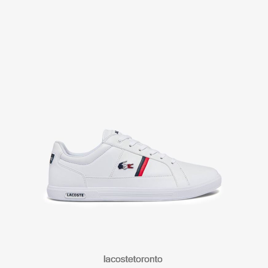 Shoes Lacoste Europa Tricolore Leather and Synthetic Sneakers White Navy  Red Men Z60BPR1876