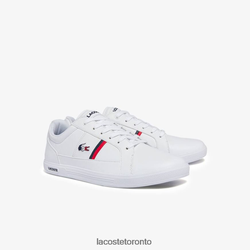 Shoes Lacoste Europa Tricolore Leather and Synthetic Sneakers White Navy  Red Men Z60BPR1876