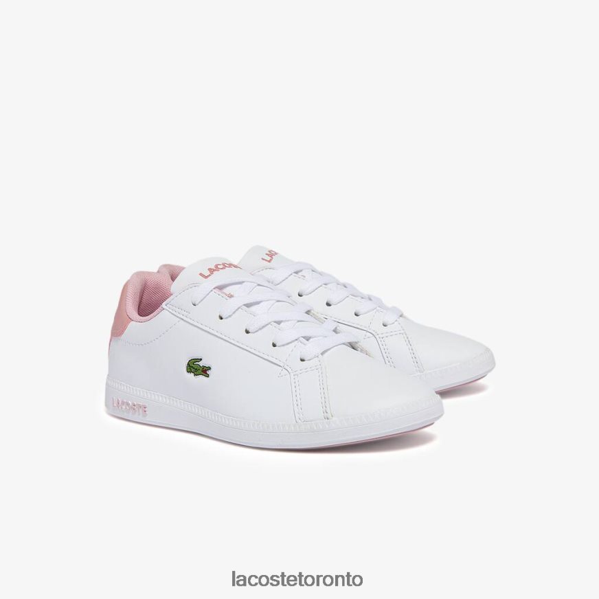 Shoes Lacoste Graduate Synthetic Sneakers White  Light Pink Kids Z60BPR3231