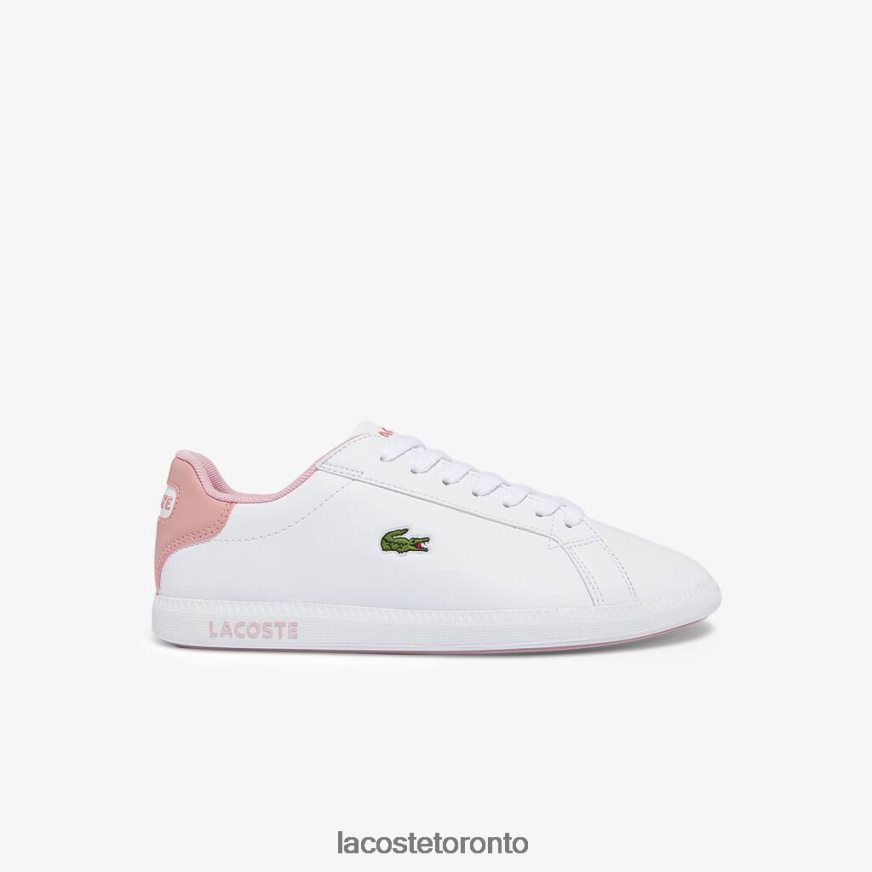 Shoes Lacoste Graduate Synthetic Sneakers White  Light Pink Kids Z60BPR3330