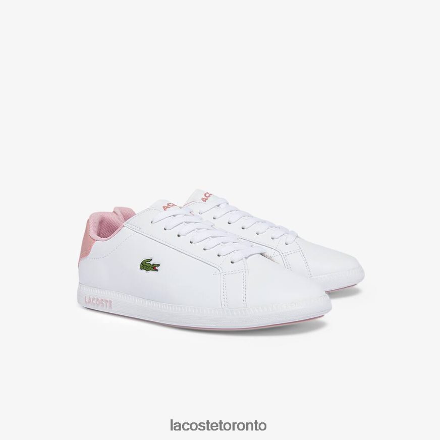 Shoes Lacoste Graduate Synthetic Sneakers White  Light Pink Kids Z60BPR3330