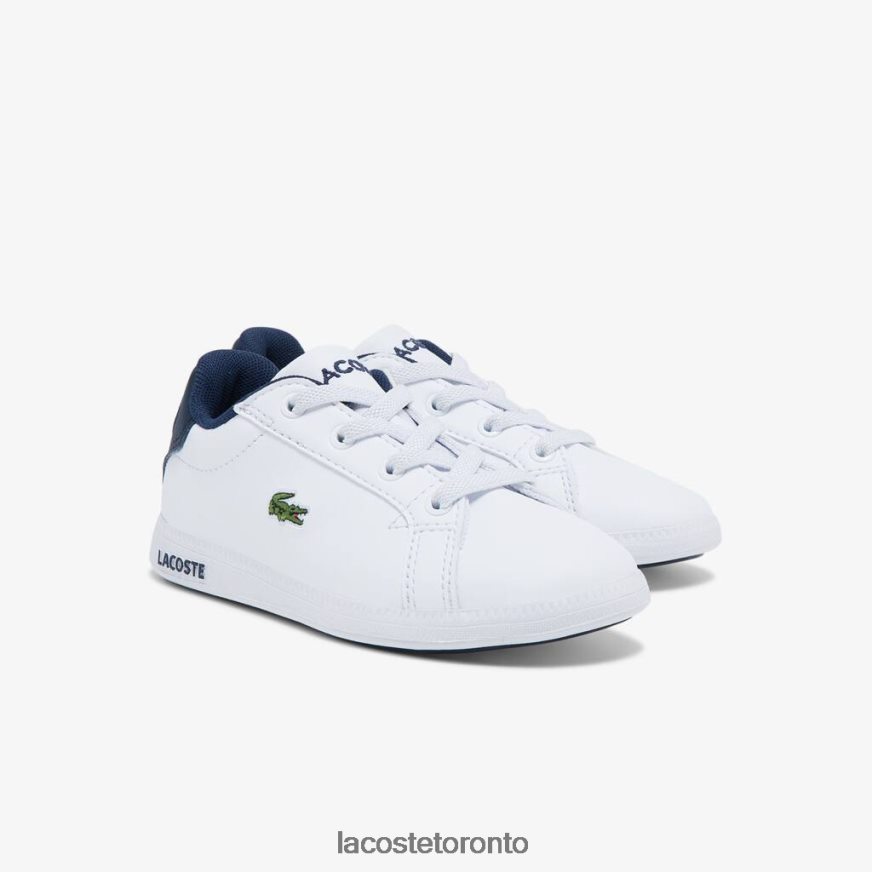 Shoes Lacoste Graduate Synthetic Sneakers White  Navy Kids Z60BPR2972