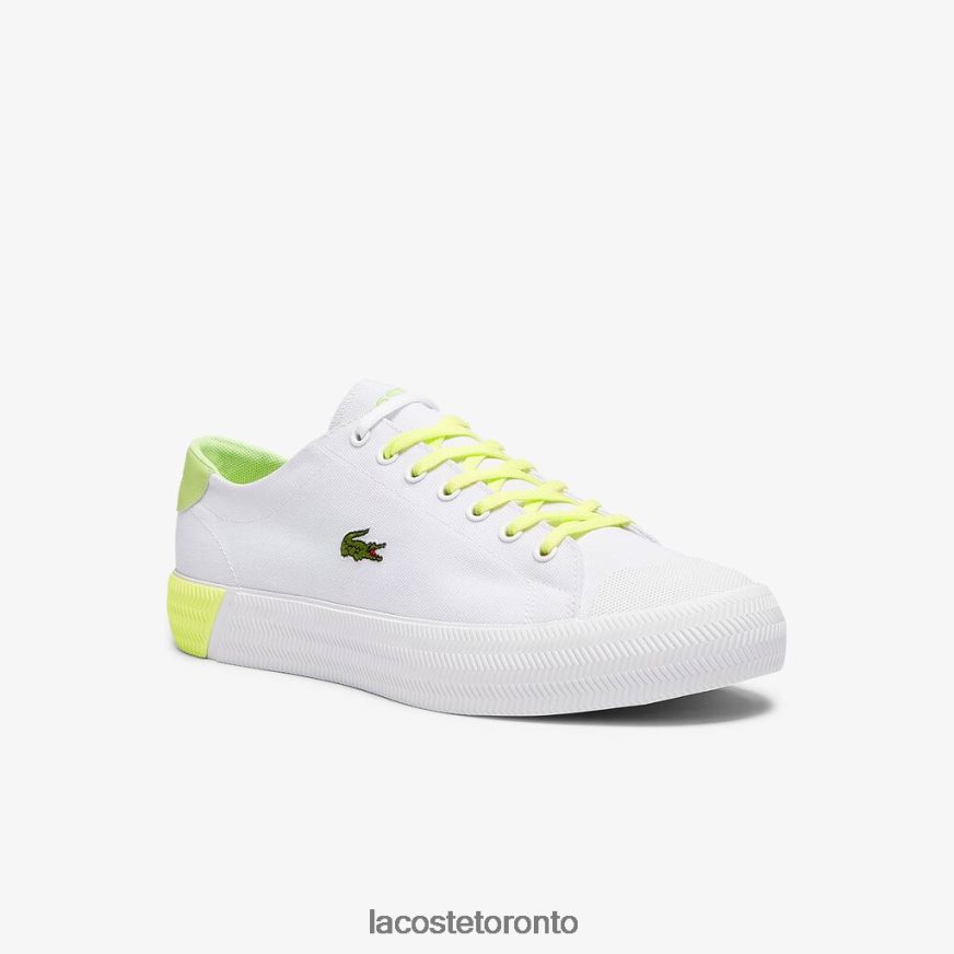 Shoes Lacoste Gripshot Canvas and Leather Sneakers White  Light Yellow Men Z60BPR1889