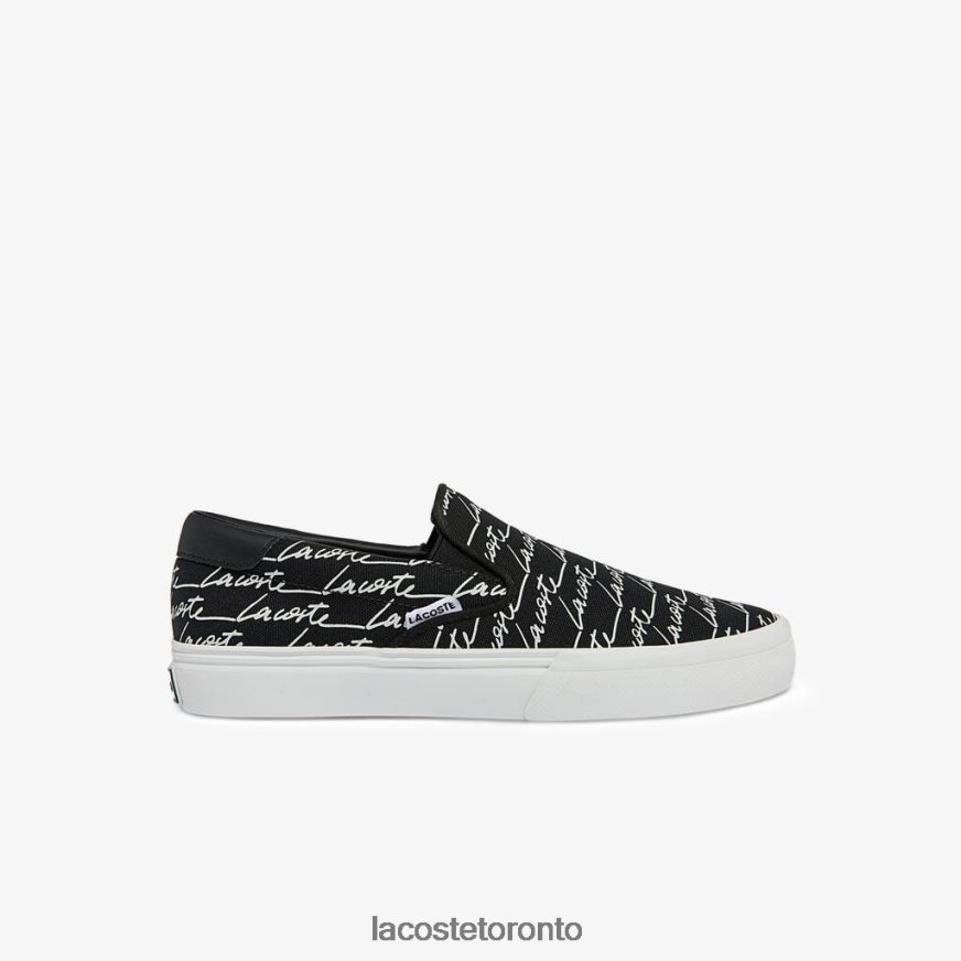 Shoes Lacoste Jump Serve Canvas Print Slip on Black  Off White Women Z60BPR2705