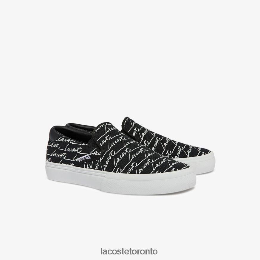 Shoes Lacoste Jump Serve Canvas Print Slip on Black  Off White Women Z60BPR2705