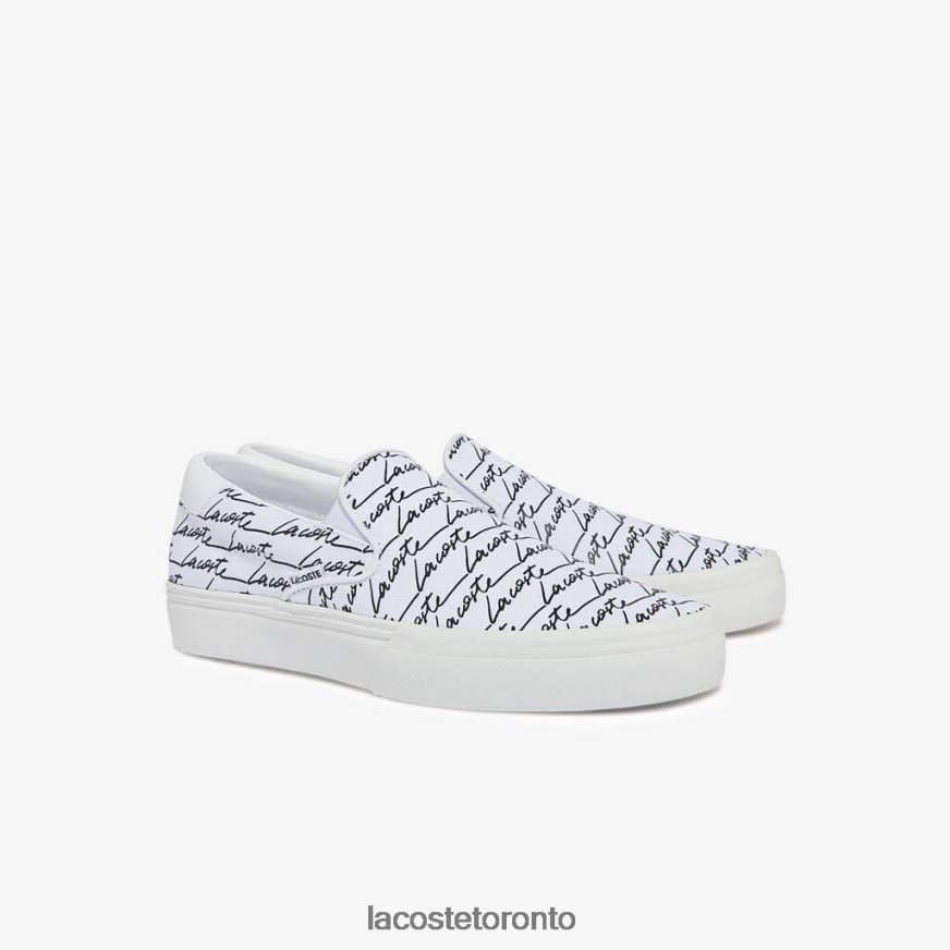 Shoes Lacoste Jump Serve Canvas Printed Slip On White  Black Men Z60BPR1860