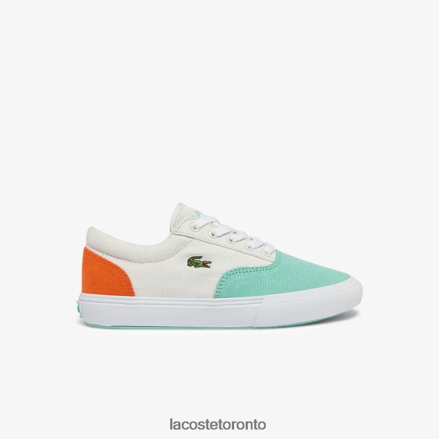 Shoes Lacoste Jump Serve Lace Canvas Sneakers White/Turquoise Kids Z60BPR3263