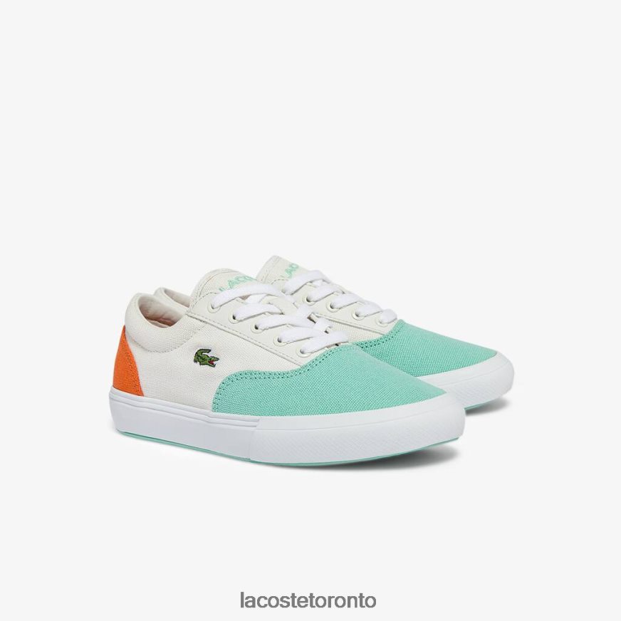 Shoes Lacoste Jump Serve Lace Canvas Sneakers White/Turquoise Kids Z60BPR3263