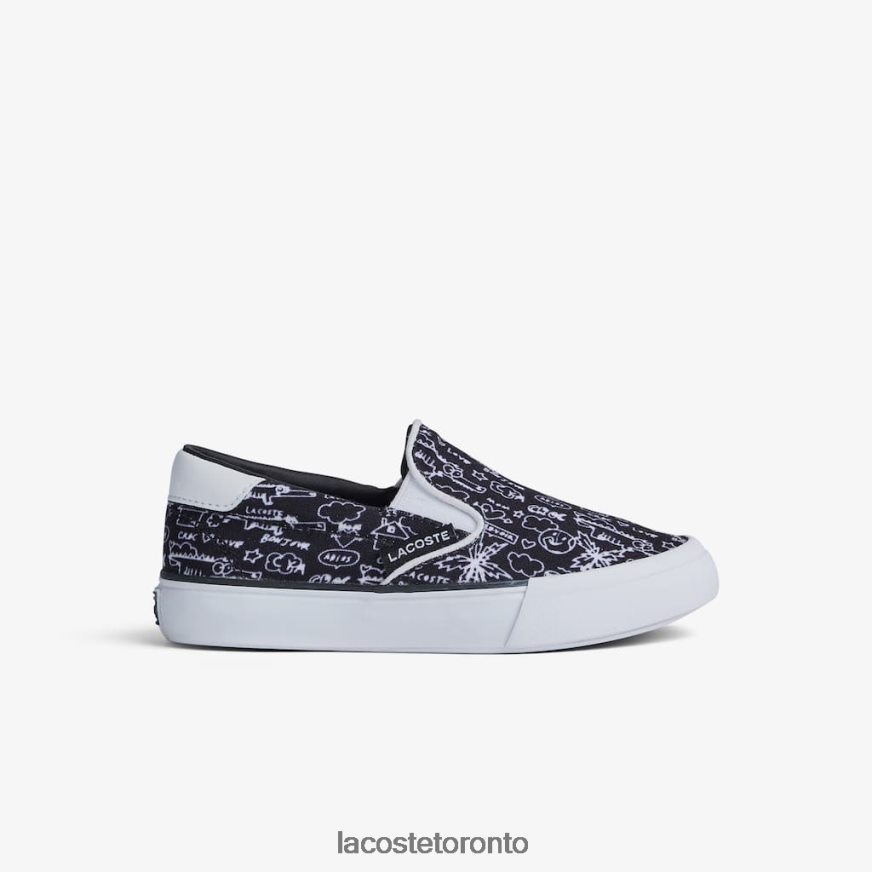 Shoes Lacoste Jump Serve Textile Slip On Black  White Kids Z60BPR2968