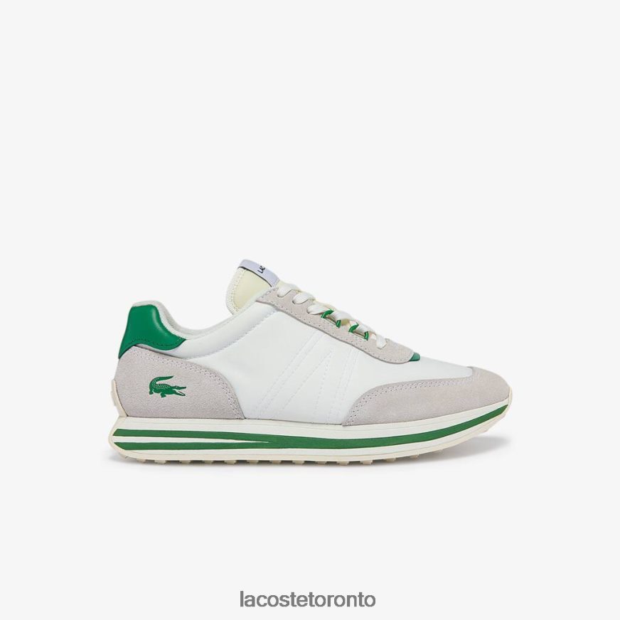 Shoes Lacoste L-Spin Textile Gold Accent Sneakers White/Green Women Z60BPR2743