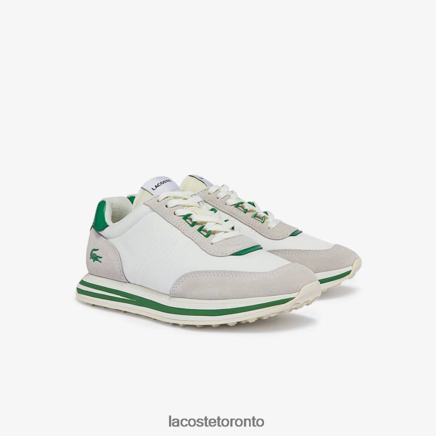 Shoes Lacoste L-Spin Textile Gold Accent Sneakers White/Green Women Z60BPR2743