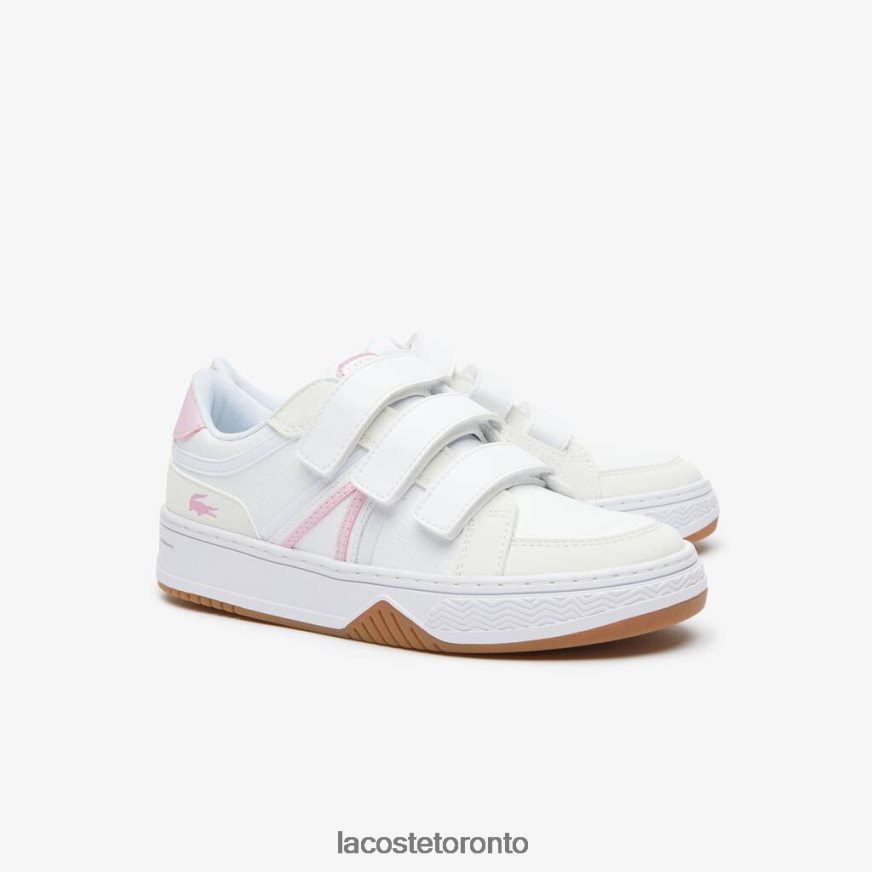 Shoes Lacoste L001 Synthetic Sneakers White  Pink Kids Z60BPR3258