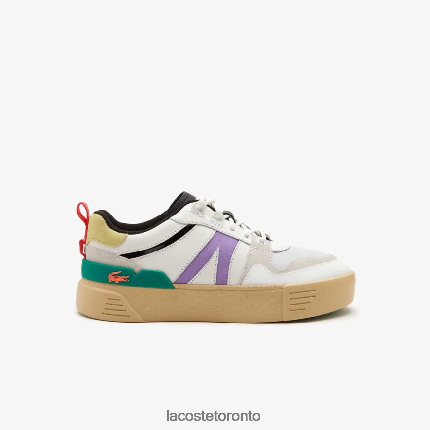 Shoes Lacoste L002 Leather and Suede Color-Pop Sneakers White/Green Women Z60BPR2741