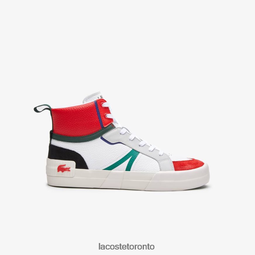 Shoes Lacoste L004 Mid Leather Sneakers White  Red Men Z60BPR1794