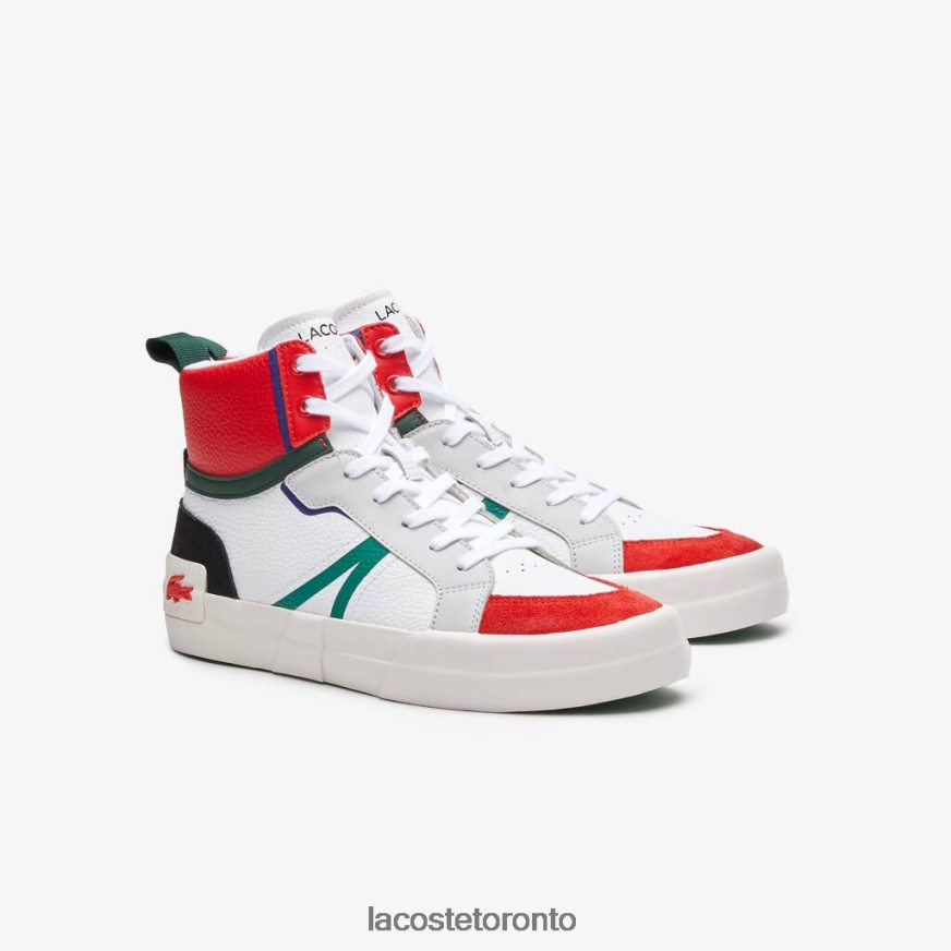 Shoes Lacoste L004 Mid Leather Sneakers White  Red Men Z60BPR1794