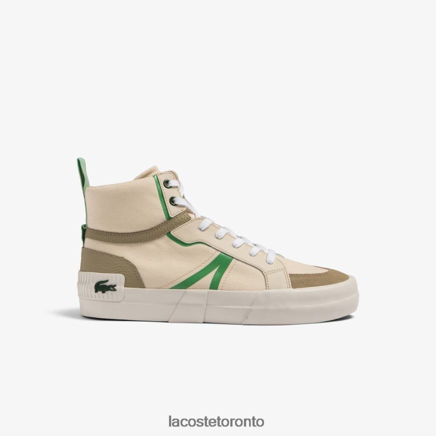 Shoes Lacoste L004 Mid Textile Sneakers Lt Tan/Grn Men Z60BPR1753