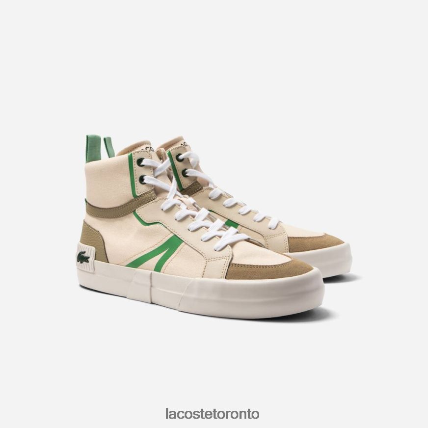 Shoes Lacoste L004 Mid Textile Sneakers Lt Tan/Grn Men Z60BPR1753