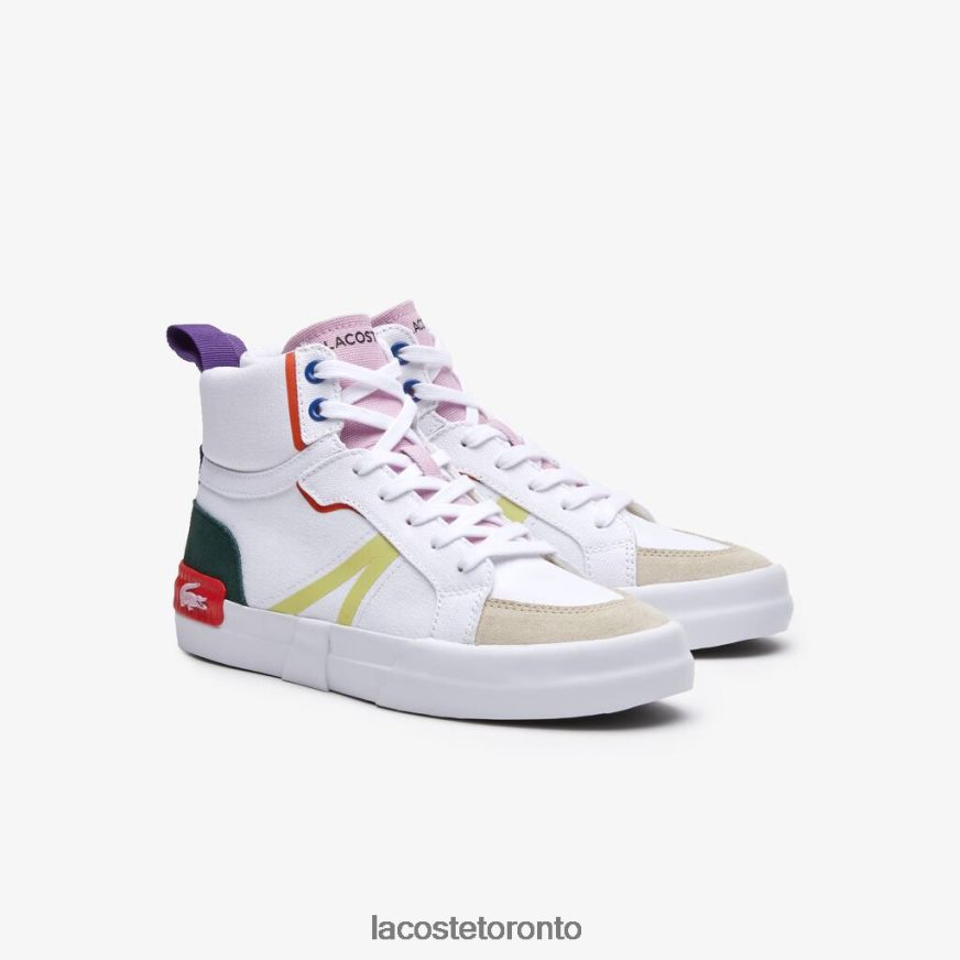 Shoes Lacoste L004 Mid Textile Sneakers Off White  Pink Women Z60BPR2715