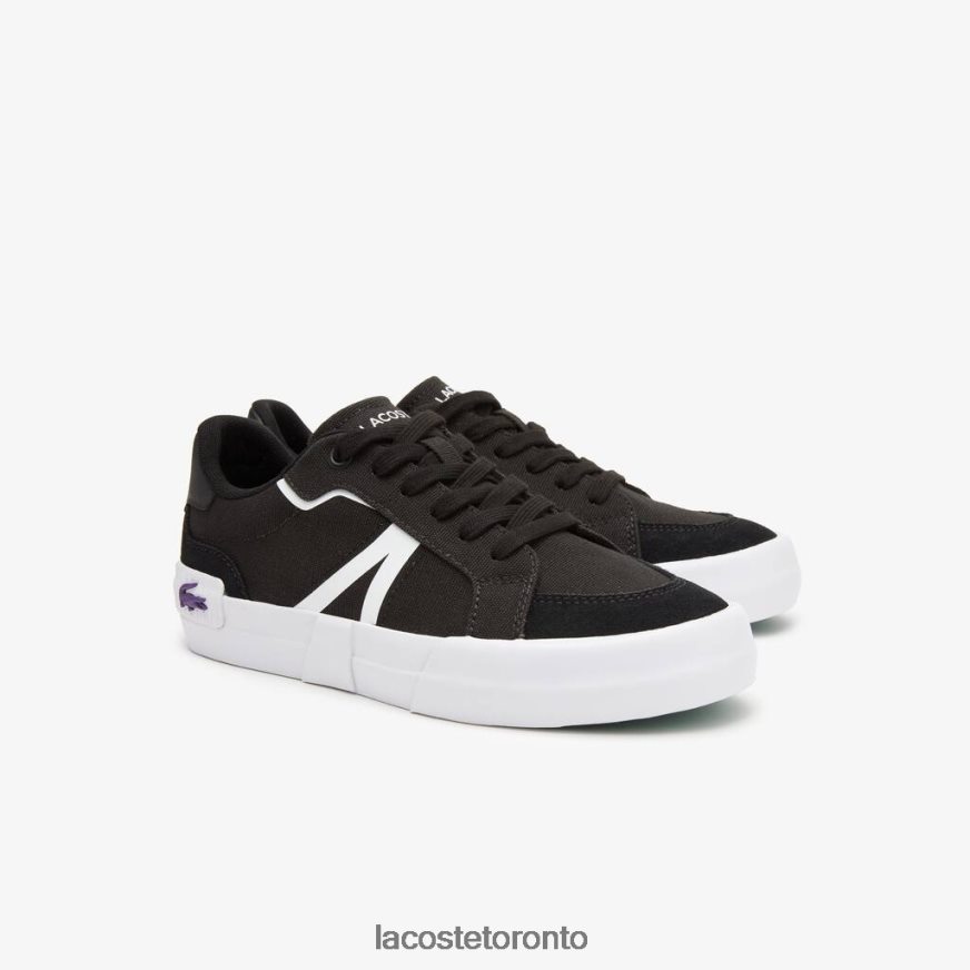 Shoes Lacoste L004 Textile Color-Pop Sneakers Black  White Women Z60BPR2731