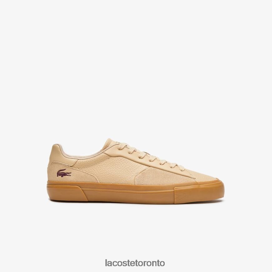 Shoes Lacoste L006 Leather Tonal Sneakers Tan/Gum Men Z60BPR1895