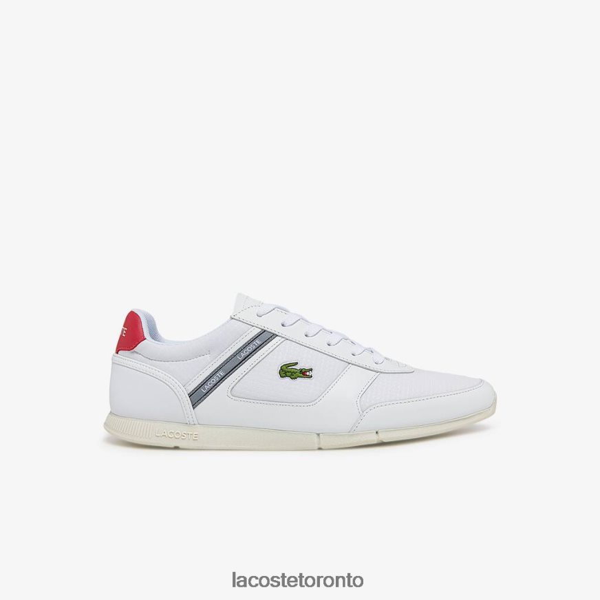 Shoes Lacoste Menerva Sport Textile and Leather Accent Sneakers White  Red Men Z60BPR1704