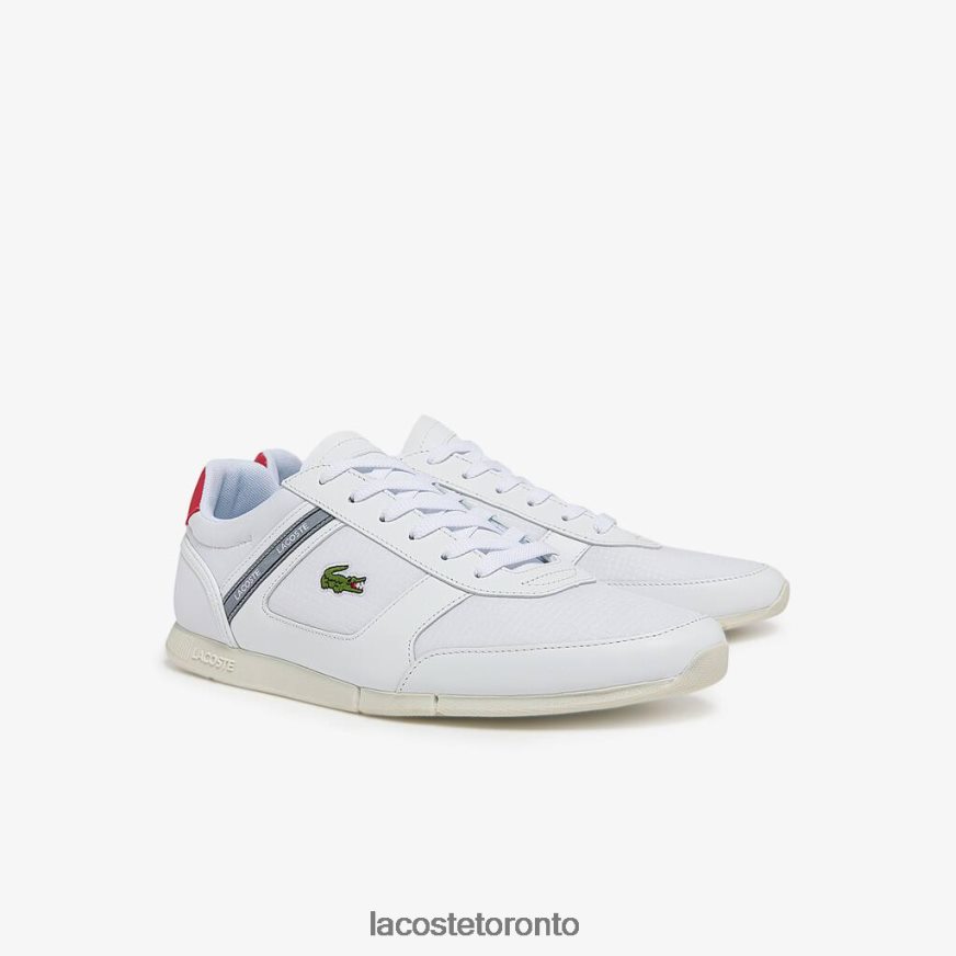 Shoes Lacoste Menerva Sport Textile and Leather Accent Sneakers White  Red Men Z60BPR1704