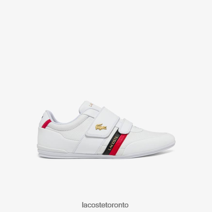 Shoes Lacoste Misano Strap Leather and Synthetic Sneakers White  Red Men Z60BPR1878