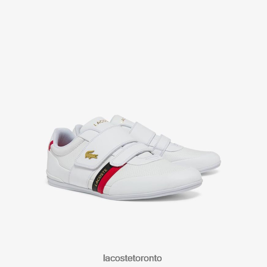 Shoes Lacoste Misano Strap Leather and Synthetic Sneakers White  Red Men Z60BPR1878