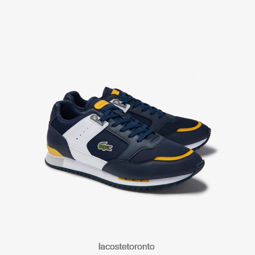 Shoes Lacoste Partner Piste Synthetic and Textile Sneakers Navy/Yellow Men Z60BPR1721