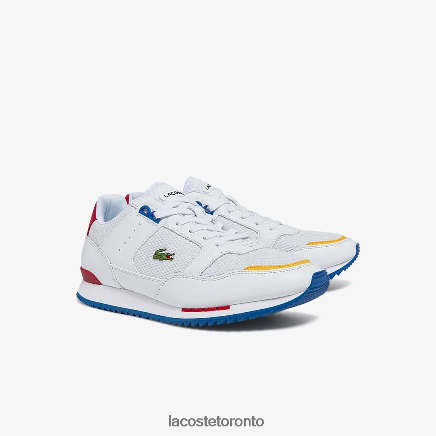 Shoes Lacoste Partner Piste Textile and Leather Sneakers White/Blue Men Z60BPR1888