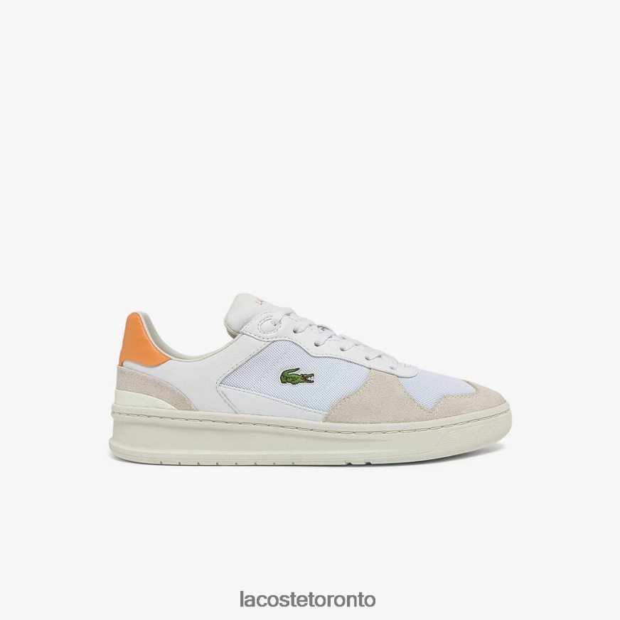 Shoes Lacoste Perf-Shot Suede and Textile Sneakers White/Orange Women Z60BPR2750