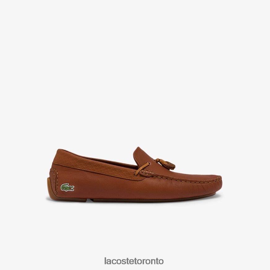 Shoes Lacoste Piloter Tassel Leather Debossed Driving Shoes Brown/Gum Men Z60BPR1843