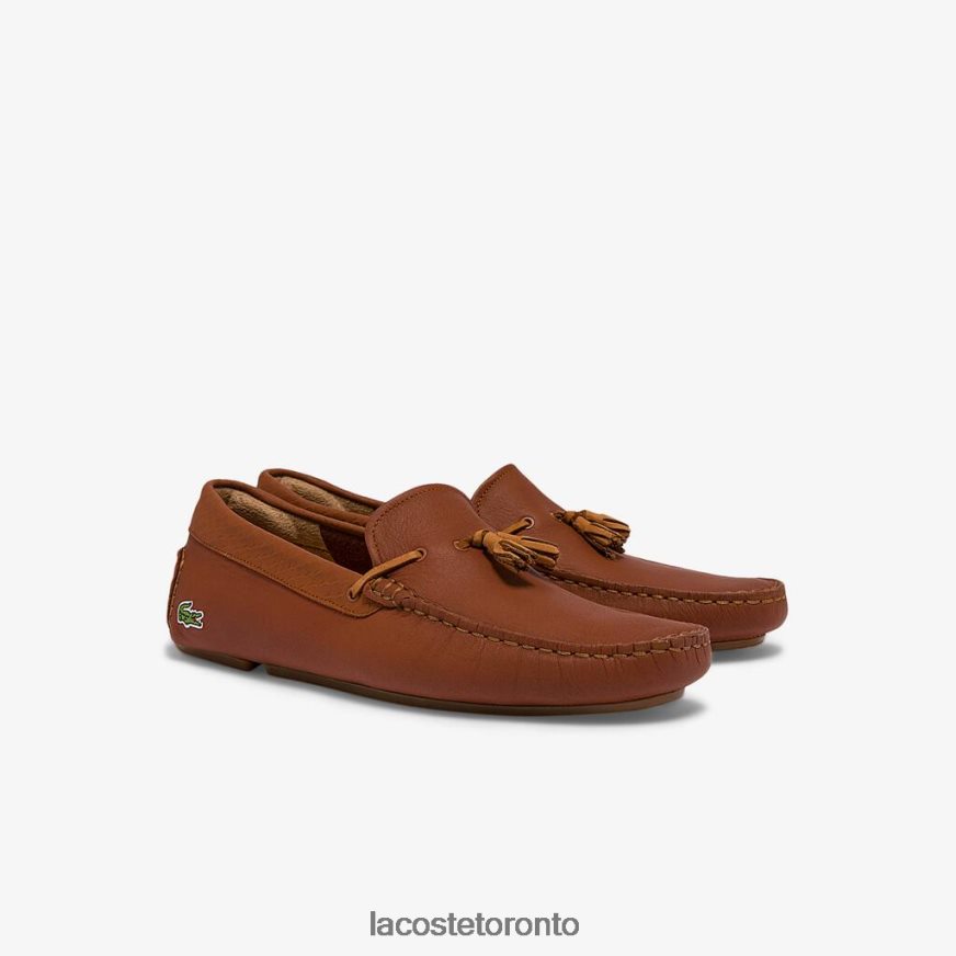 Shoes Lacoste Piloter Tassel Leather Debossed Driving Shoes Brown/Gum Men Z60BPR1843