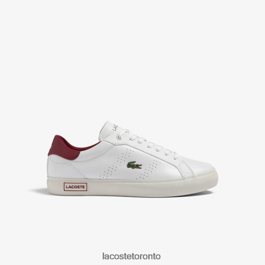 Shoes Lacoste Powercourt 20 Leather Heel Pop Sneakers White  Red Men Z60BPR1741