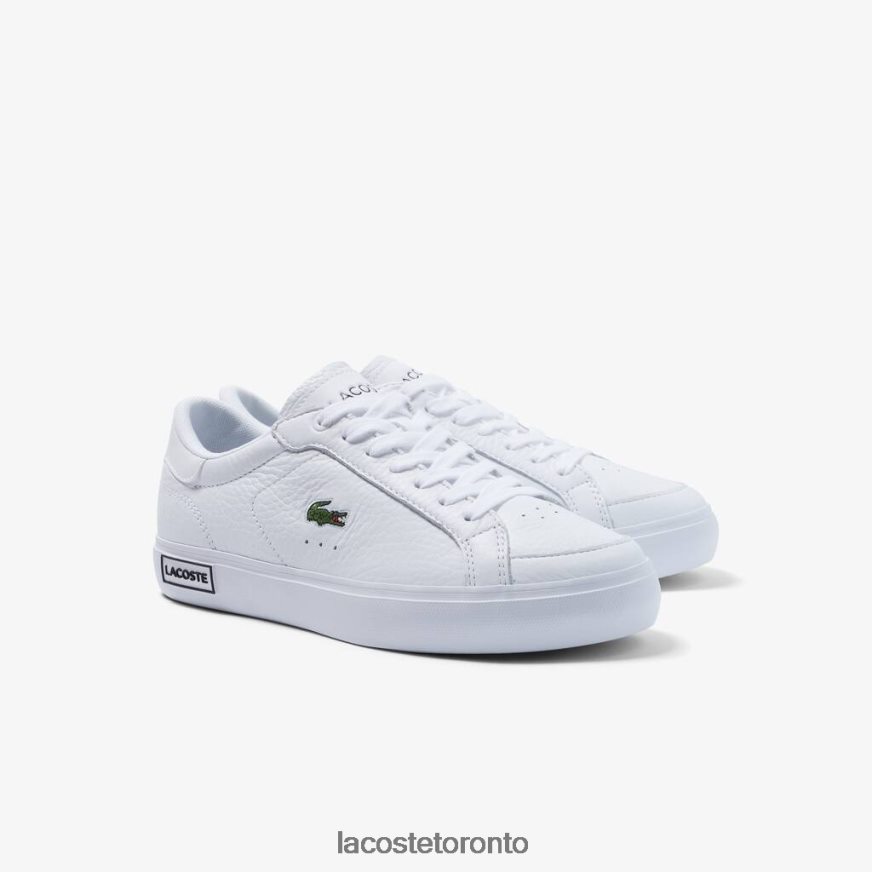 Shoes Lacoste Powercourt Leather Detailed Sneakers White  Black Women Z60BPR2683