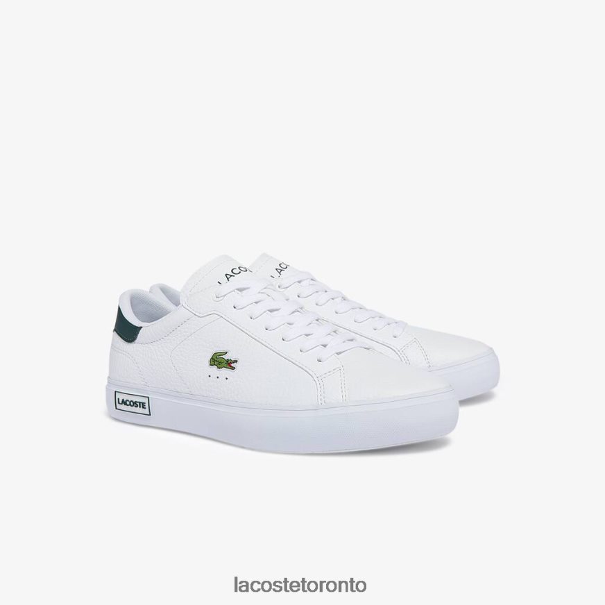 Shoes Lacoste Powercourt Leather Sneakers White  Dark Green Men Z60BPR1806