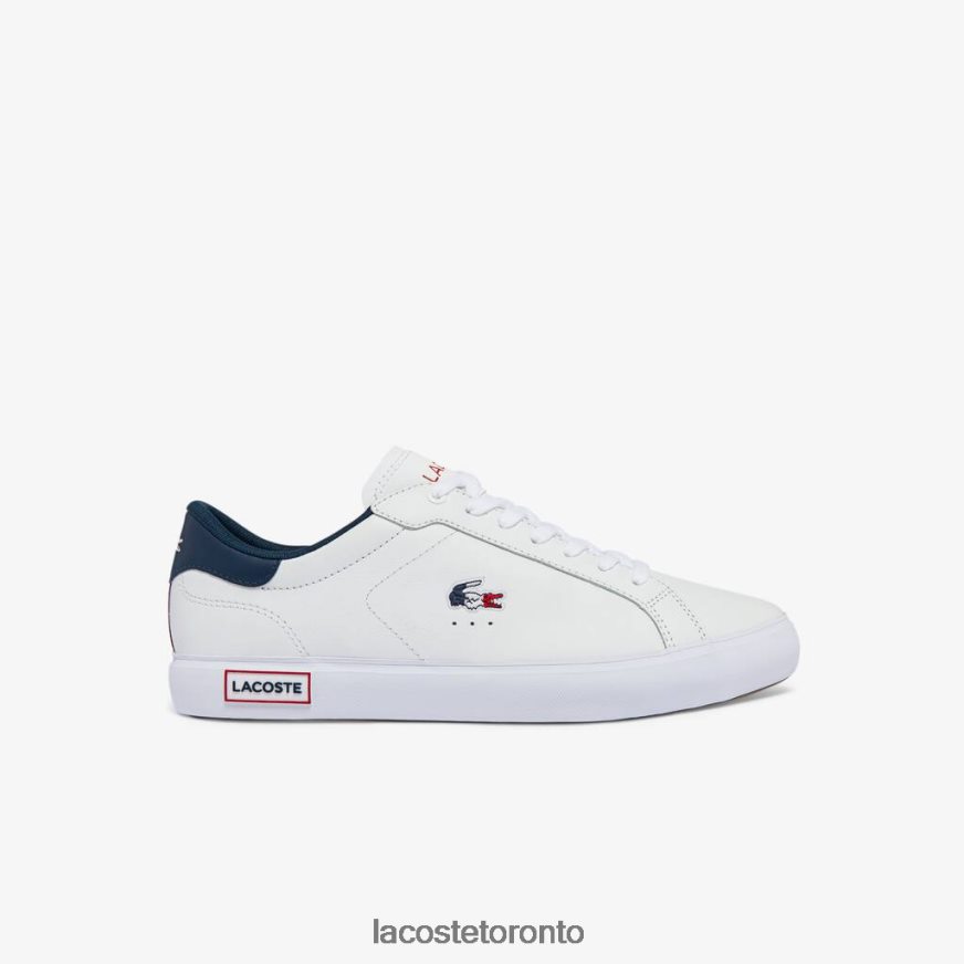 Shoes Lacoste Powercourt Leather Tricolor Sneakers White Navy  Red Men Z60BPR1858