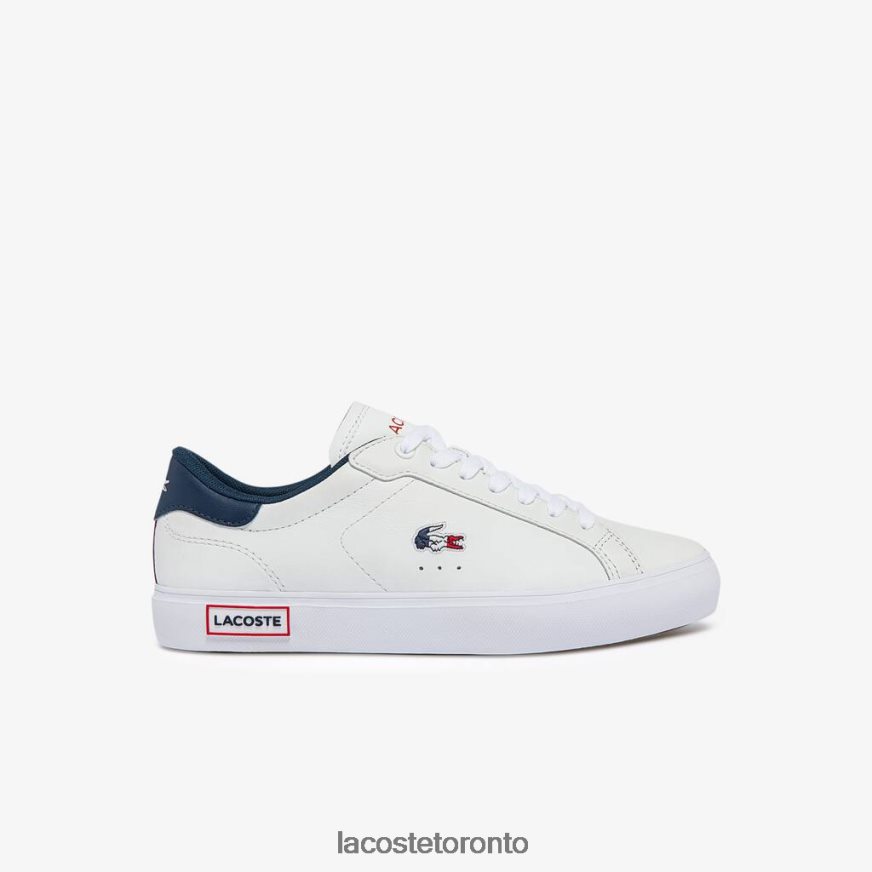 Shoes Lacoste Powercourt Leather Tricolor Sneakers White Navy  Red Women Z60BPR2704