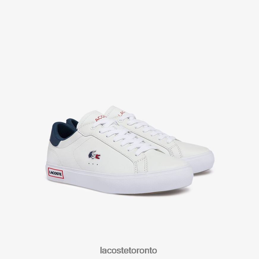 Shoes Lacoste Powercourt Leather Tricolor Sneakers White Navy  Red Women Z60BPR2704