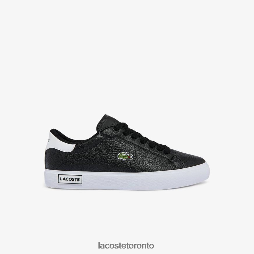 Shoes Lacoste Powercourt Leather and Synthetic Sneakers Black  White Women Z60BPR2721