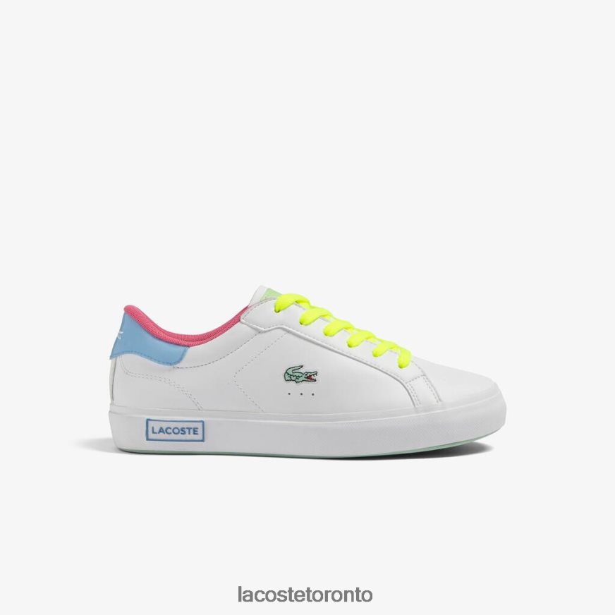 Shoes Lacoste Powercourt Synthetic Color-Pop Sneakers White/Green Kids Z60BPR3070