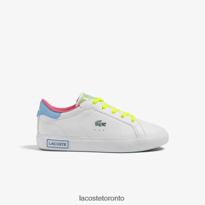 Shoes Lacoste Powercourt Synthetic Color-Pop Sneakers White/Green Kids Z60BPR3071