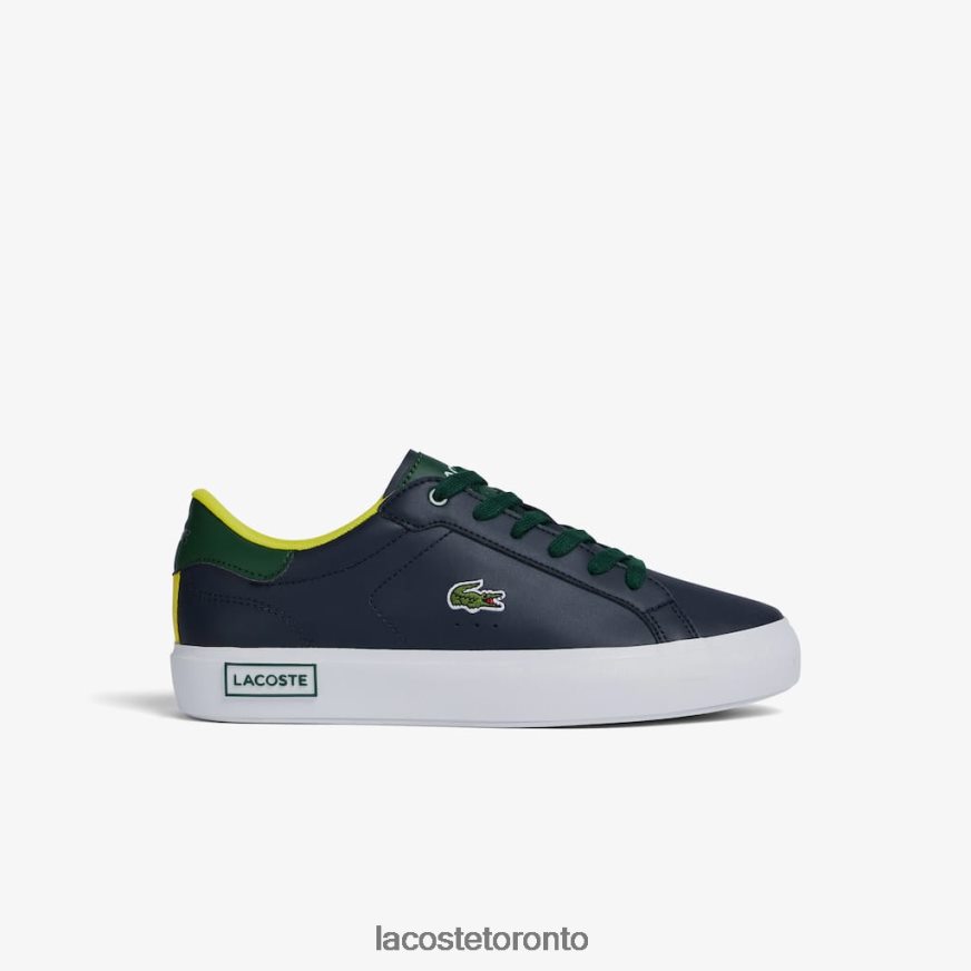 Shoes Lacoste Powercourt Synthetic Popped Heel Sneackers Navy  Green Kids Z60BPR3332