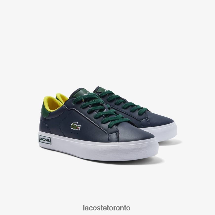 Shoes Lacoste Powercourt Synthetic Popped Heel Sneackers Navy  Green Kids Z60BPR3332