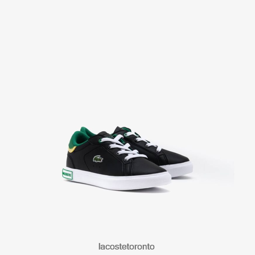 Shoes Lacoste Powercourt Synthetic Sneakers Black  Green Kids Z60BPR2978