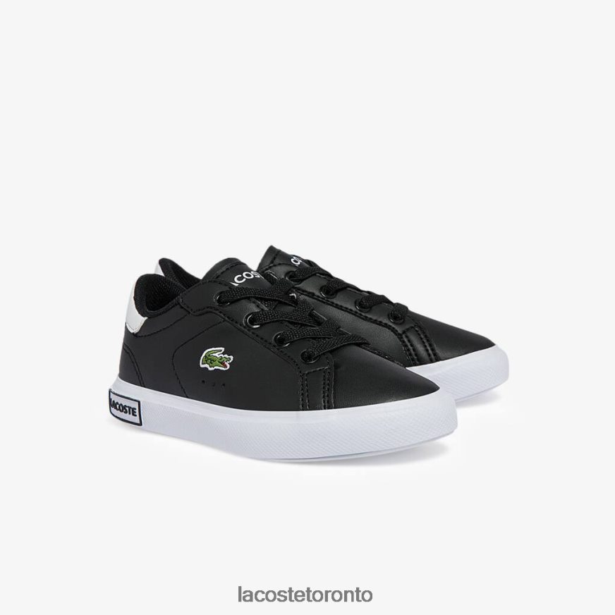 Shoes Lacoste Powercourt Synthetic Sneakers Black  White Kids Z60BPR2937