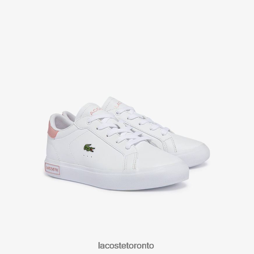 Shoes Lacoste Powercourt Synthetic Sneakers White  Light Pink Kids Z60BPR3066