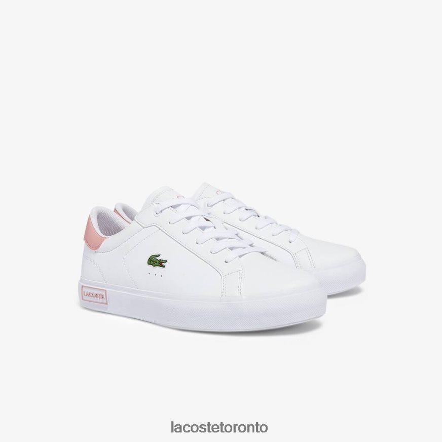 Shoes Lacoste Powercourt Synthetic Sneakers White  Light Pink Kids Z60BPR3308