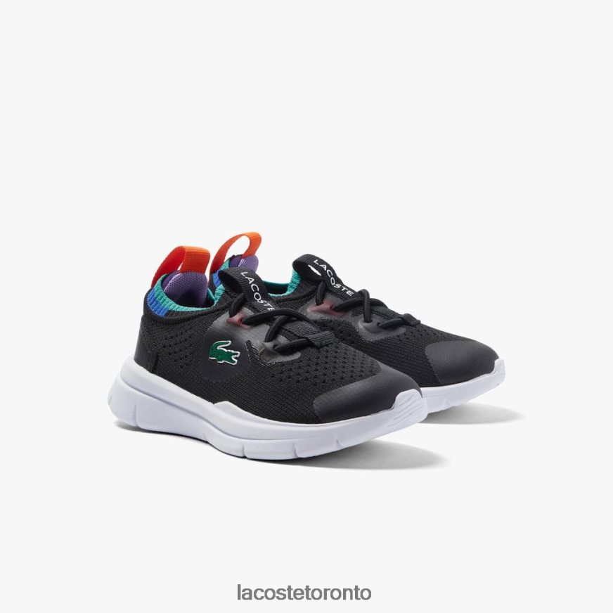 Shoes Lacoste Run Spin Knit Textile Color Contrast Sneackers Black/Blue Kids Z60BPR2981