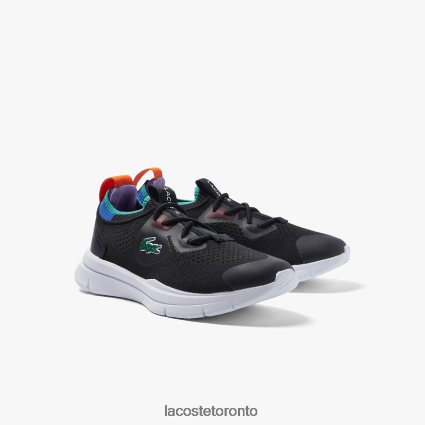 Shoes Lacoste Run Spin Knit Textile Color Contrast Sneakers Black/Blue Kids Z60BPR3298